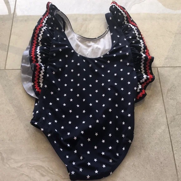 Janie and Jack Navy Star One Piece Swimsuit - Picture 3 of 6